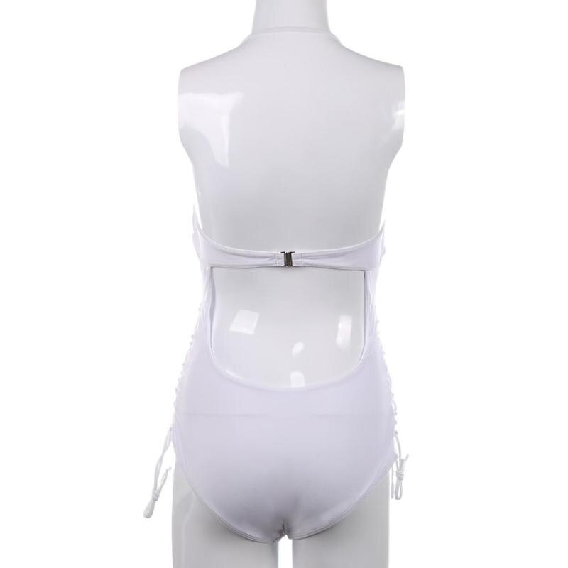 Sexy Women Pure White Swimwear Women One Piece Swimsuit Backless Beach Monokini Bodycon Bandage Bathing Suit Swimwear Bikini-ebowsos