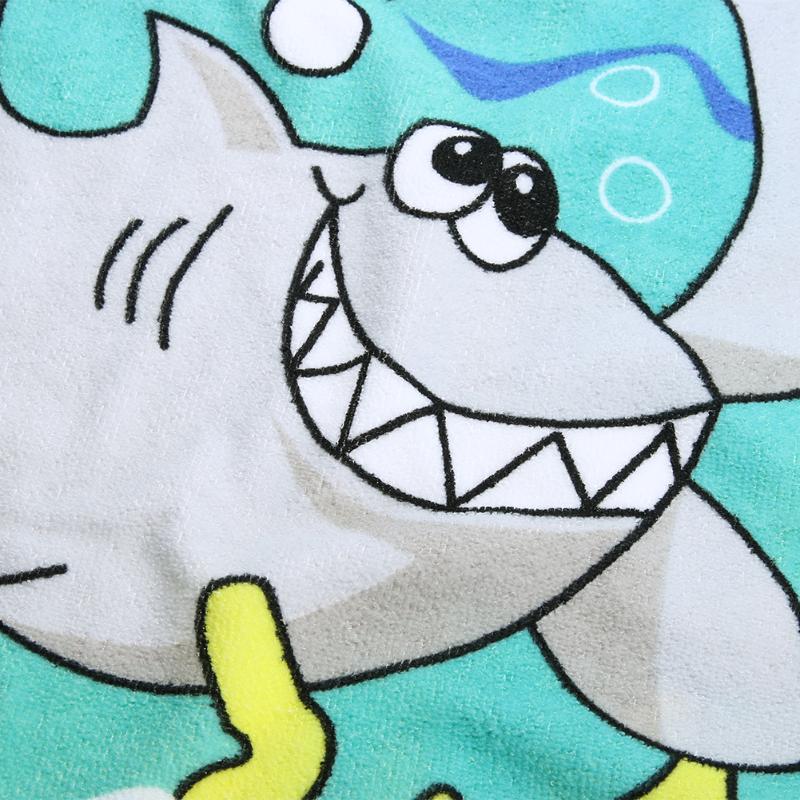 Shark Pattern Children Beach Towel Cartoon Hooded Boys Girl Baby Bath Towel-ebowsos