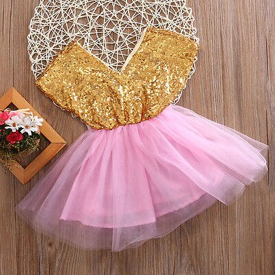 Shining:Baby Toddler Girls Dress Flower Princess Wedding Party Pageant Fancy TUTU Dress - ebowsos