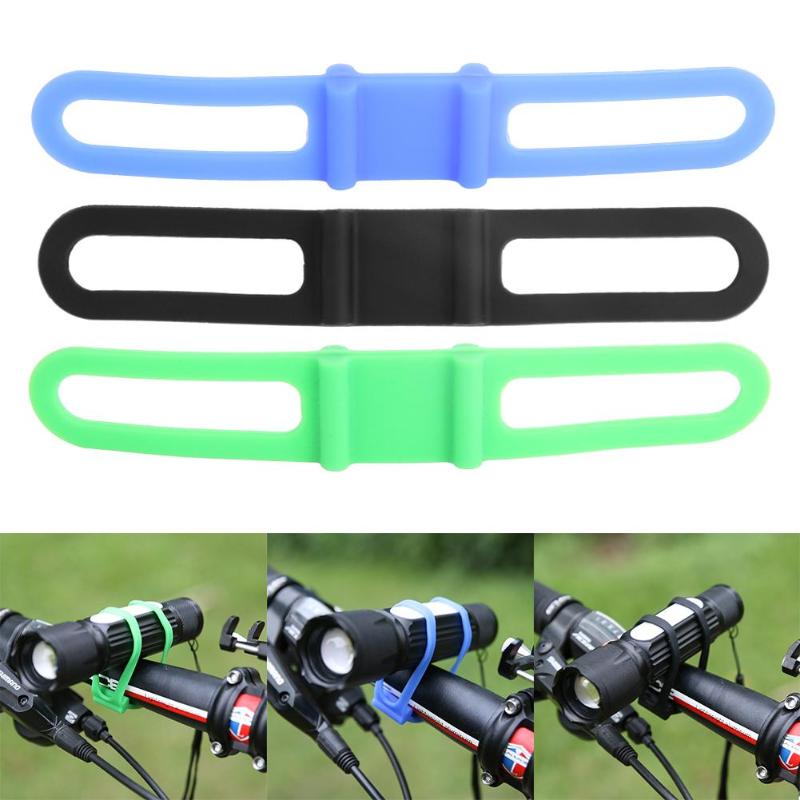 Silicone Strap Bandage Bike Handlebar Torch Bands Bicycle Light Mount Holder Cycling Flashlight Clip Bike Accessories-ebowsos