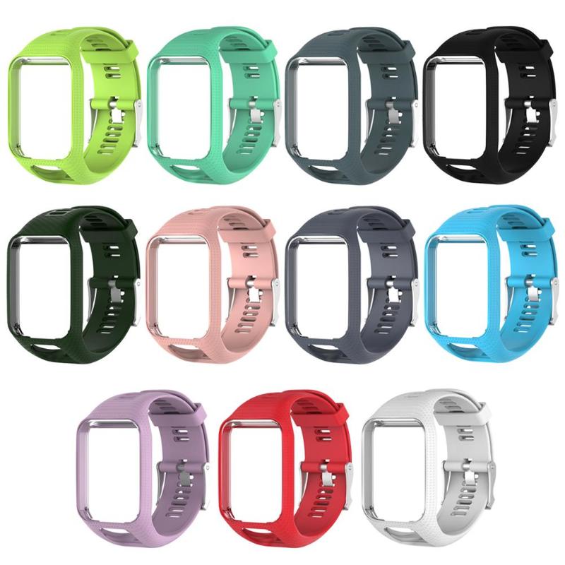 Silicone Watchband Frame Replacement Smart Watch Strap for TomTom Adventurer/Runner 2/Golfer 2/Spark/Spark 3 - ebowsos