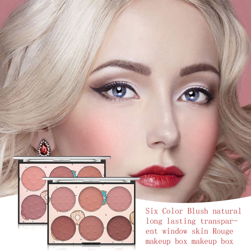 Six-Color Blush Natural Long-Lasting Transparent Window Skin-Friendly Rouge Makeup Box Makeup Box Luxurious Powder Hot - ebowsos