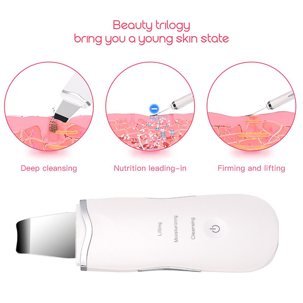 Skin Scrubber Ultrasonic Face Skin Scrubber Facial Cleaner Peeling Vibration Blackhead Removal Exfoliating Pore Cleaner Tools - ebowsos