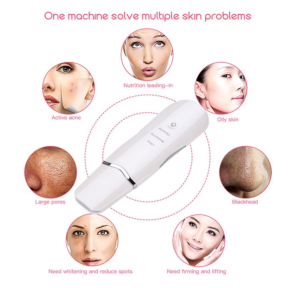 Skin Scrubber Ultrasonic Face Skin Scrubber Facial Cleaner Peeling Vibration Blackhead Removal Exfoliating Pore Cleaner Tools - ebowsos