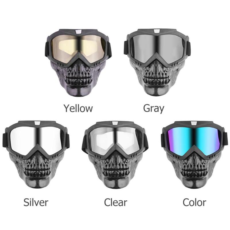 Skull Modular Mask Detachable Goggles for Open Face Motorcycle Half Helmet Multi-function Mask High Quality Dropshipping - ebowsos