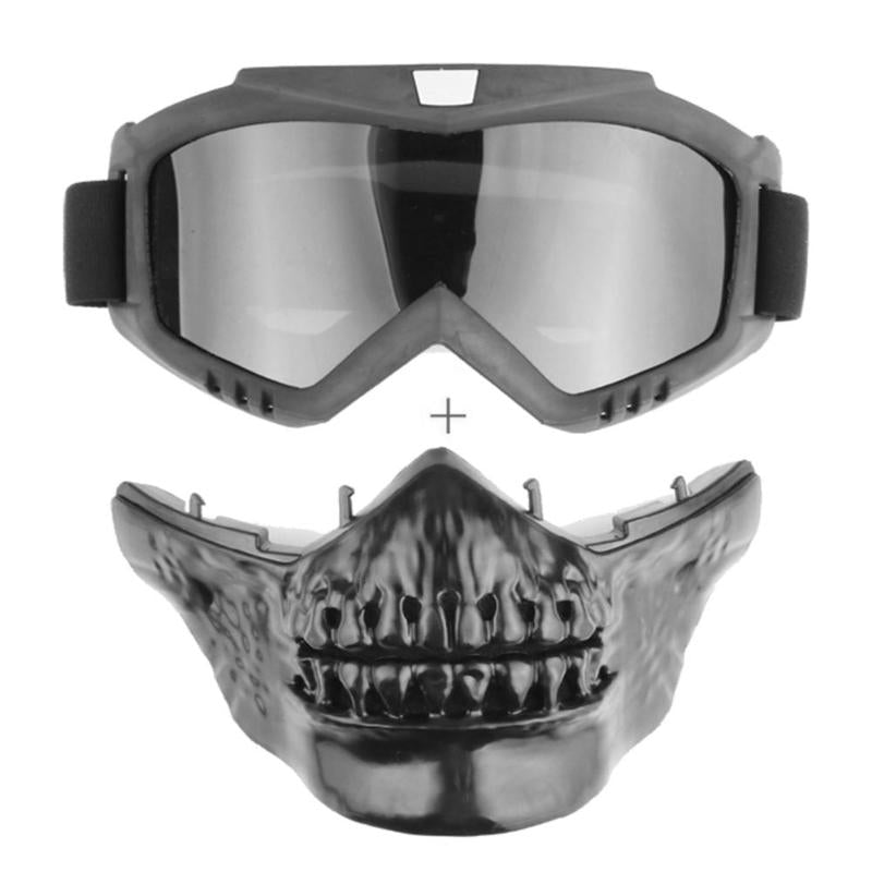 Skull Modular Mask Detachable Goggles for Open Face Motorcycle Half Helmet Multi-function Mask High Quality Dropshipping - ebowsos