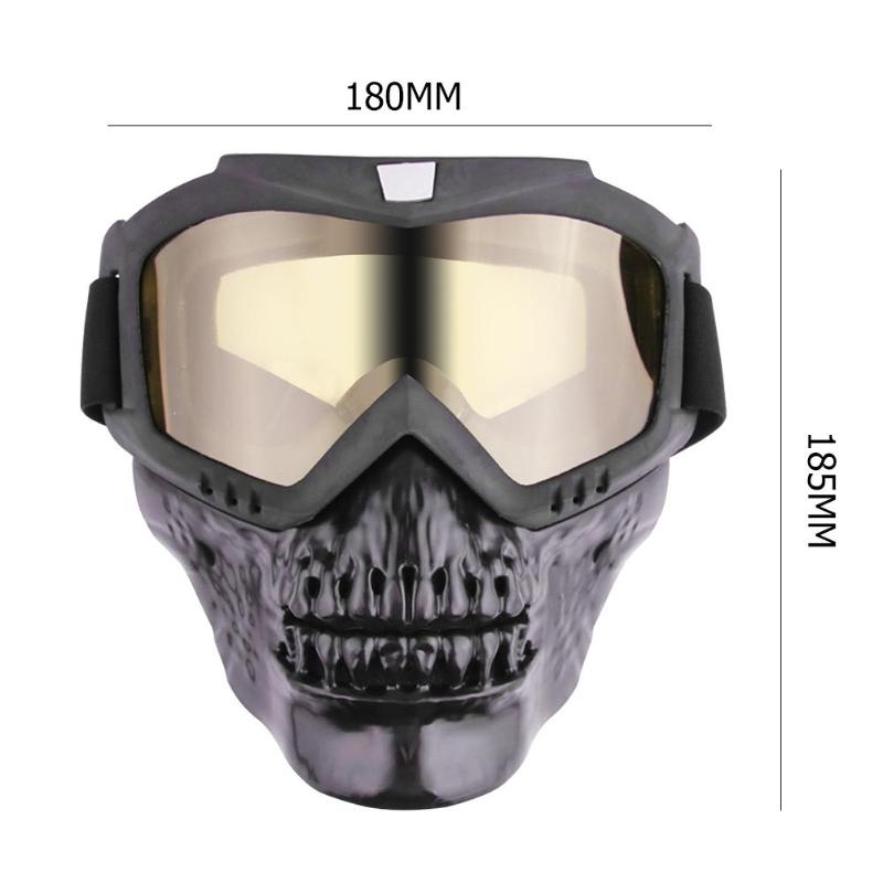 Skull Modular Mask Detachable Goggles for Open Face Motorcycle Half Helmet Multi-function Mask High Quality Dropshipping - ebowsos