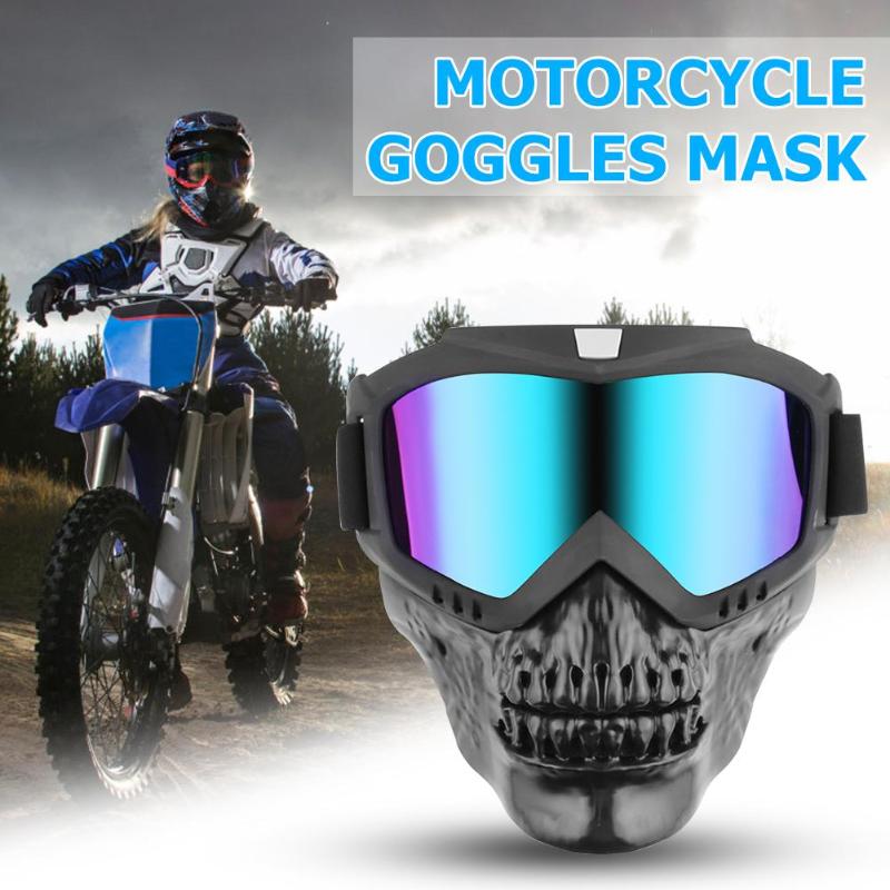 Skull Modular Mask Detachable Goggles for Open Face Motorcycle Half Helmet Multi-function Mask High Quality Dropshipping - ebowsos