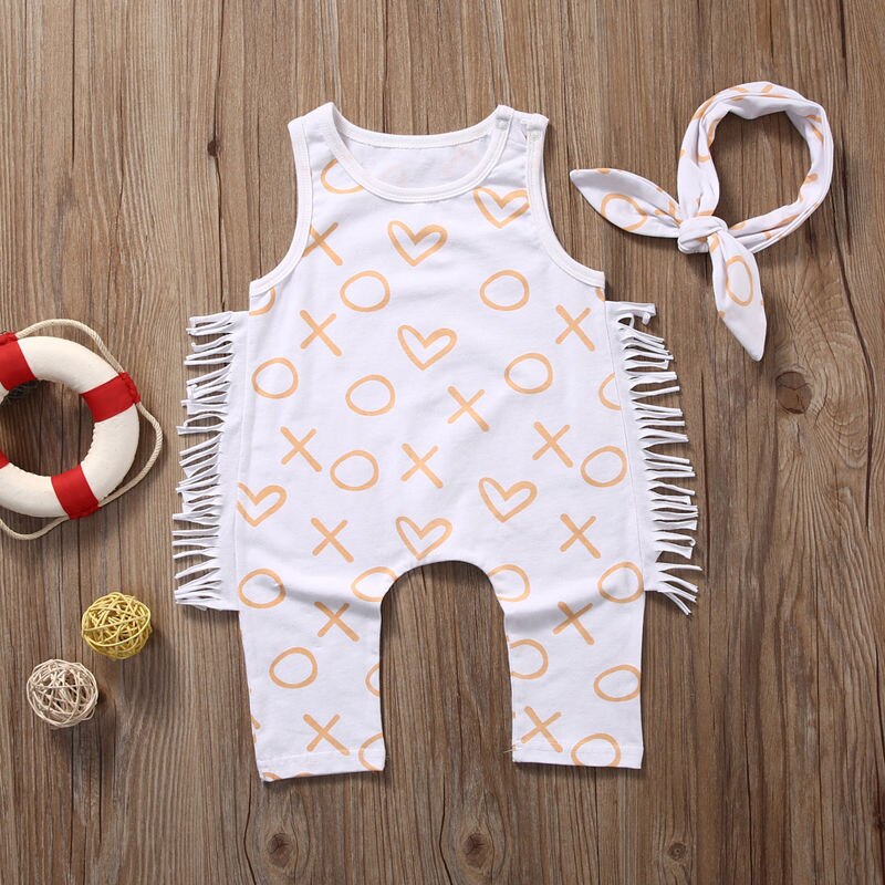 Sleeveless Summer Infant Baby Girl Cotton Romper Jumpsuit Kids Clothes Outfit Set - ebowsos