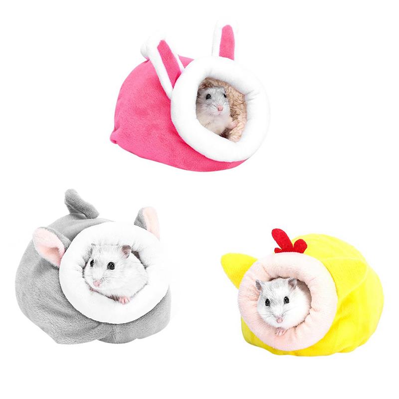 Small Pet Cave Hamster Bed Nest Animal Shape Lovely Plush Warm Hamster Bed Hamster Hammock For Winter Pet Supplies-ebowsos