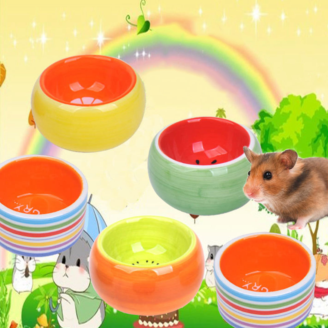 Small Pet Ceramic Bowls Creative Cute Fruit Pattern Bowl Pet Water Food Bowl For Hamster Chinchilla Rabbit Pet Feeding Supplies-ebowsos