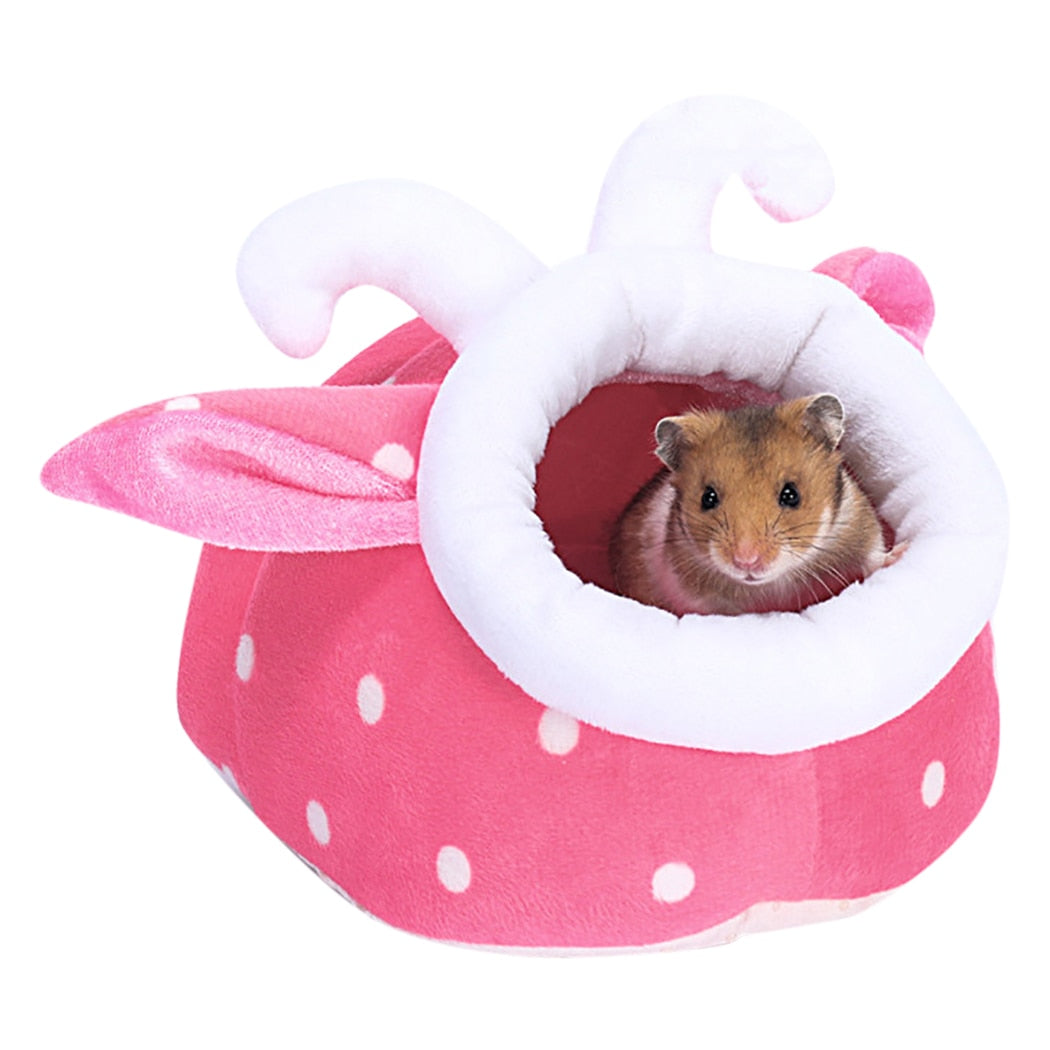 Small Pet Soft Bed Cages Cute Sheep Shape Rabbit Hamster House Bed Rat Squirrel Winter Warm Hanging Cage Hamster Nest-ebowsos