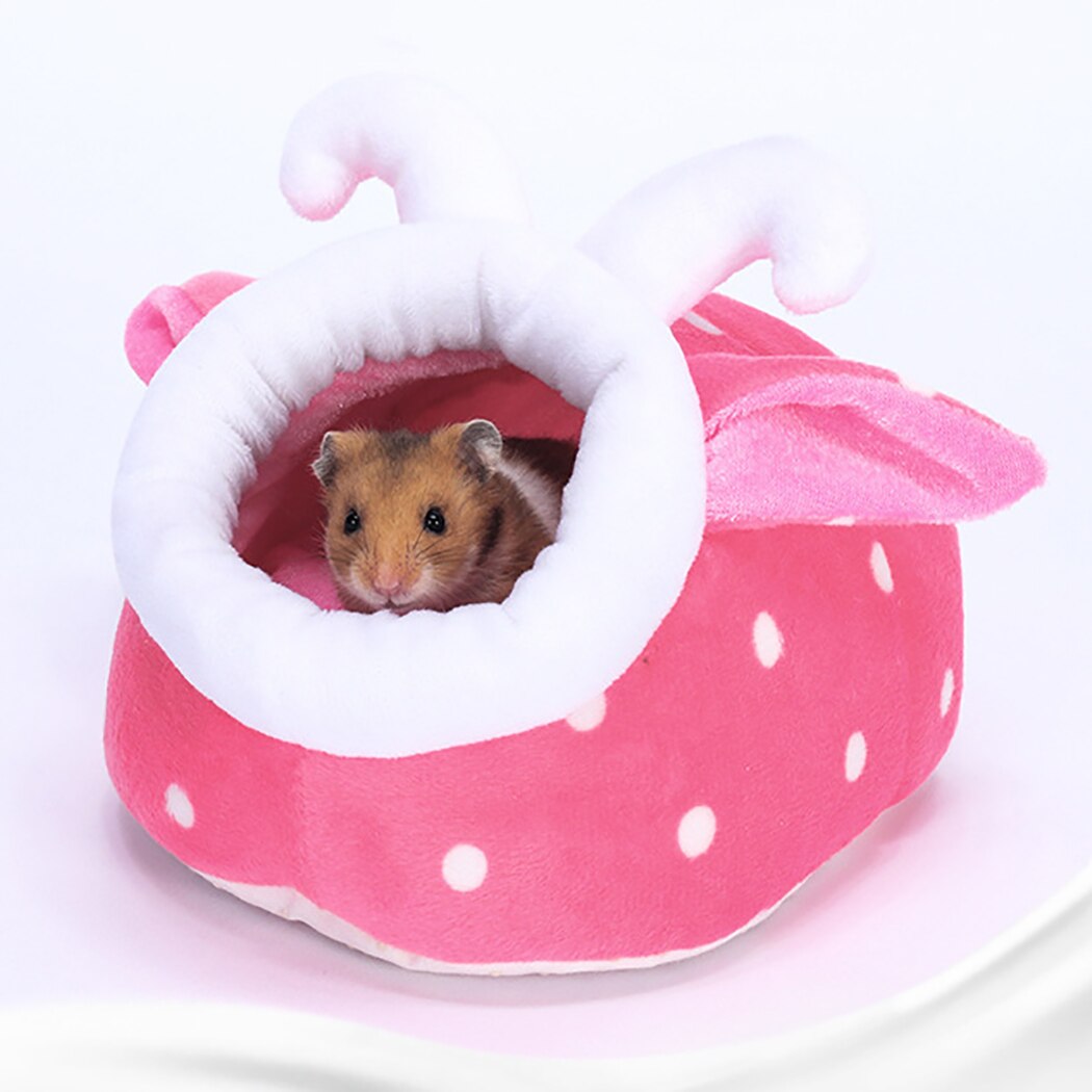 Small Pet Soft Bed Cages Cute Sheep Shape Rabbit Hamster House Bed Rat Squirrel Winter Warm Hanging Cage Hamster Nest-ebowsos