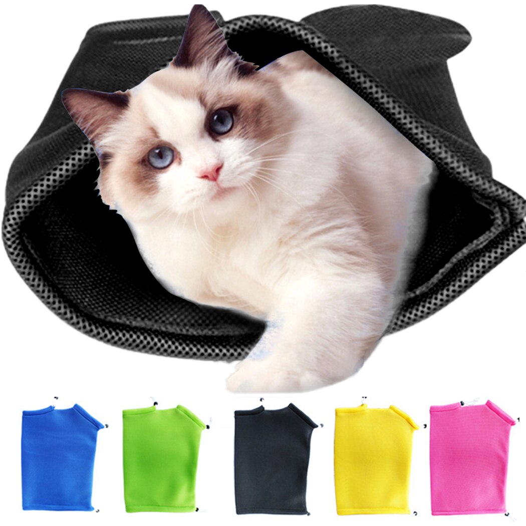 Soft Cat Grooming Bag Adjustable Multifunctional Polyester Cat Washing Shower Mesh Bags Pet Nail Trimming Bags Pet Supplies-ebowsos