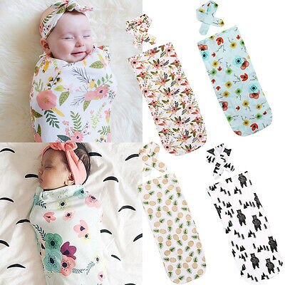 Soft Muslin Newborn Baby Blanket Bedding Blanket Wrap Swaddle Blanket Bath Towel Children Sleeping Bag Headdress 2pcs - ebowsos