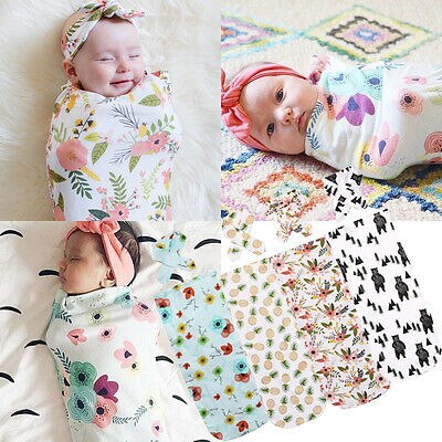 Soft Muslin Newborn Baby Blanket Bedding Blanket Wrap Swaddle Blanket Bath Towel Children Sleeping Bag Headdress 2pcs - ebowsos