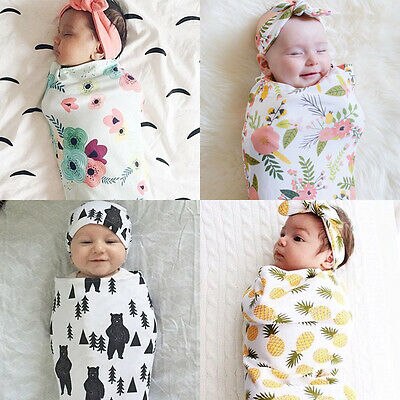 Soft Muslin Newborn Baby Blanket Bedding Blanket Wrap Swaddle Blanket Bath Towel Children Sleeping Bag Headdress 2pcs - ebowsos