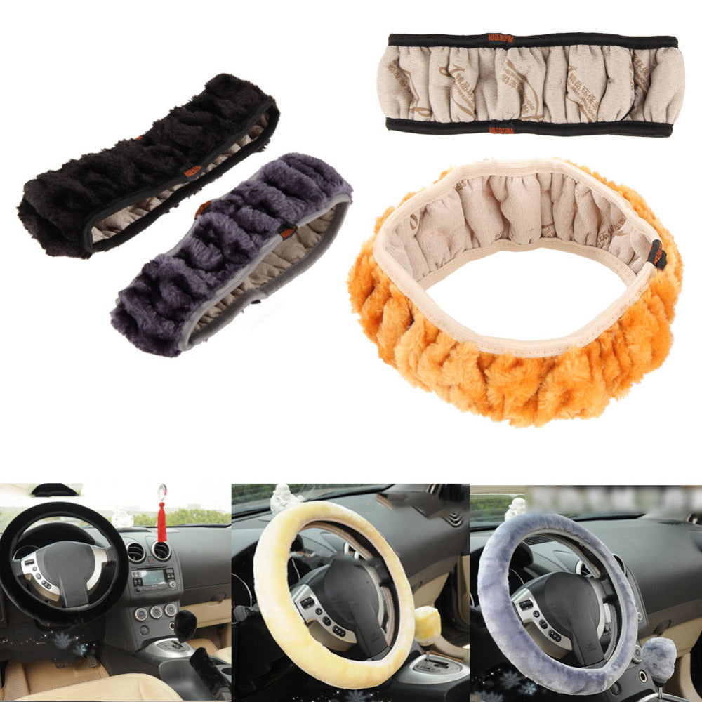 Soft Warm Wool Plush Car Steering Wheel Cover Universal Auto Car Styling Steering Wheel Covers Fit For Dia 38cm Wheel Promotion - ebowsos
