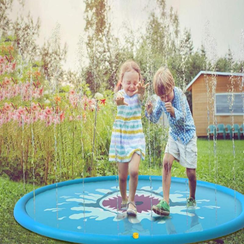 Splash Water Play Mat,Kids Water Sprinkler Inflatable Pad Outdoor Swimming Beach Lawn Inflatable Sprinkler Pad Children Kids-ebowsos