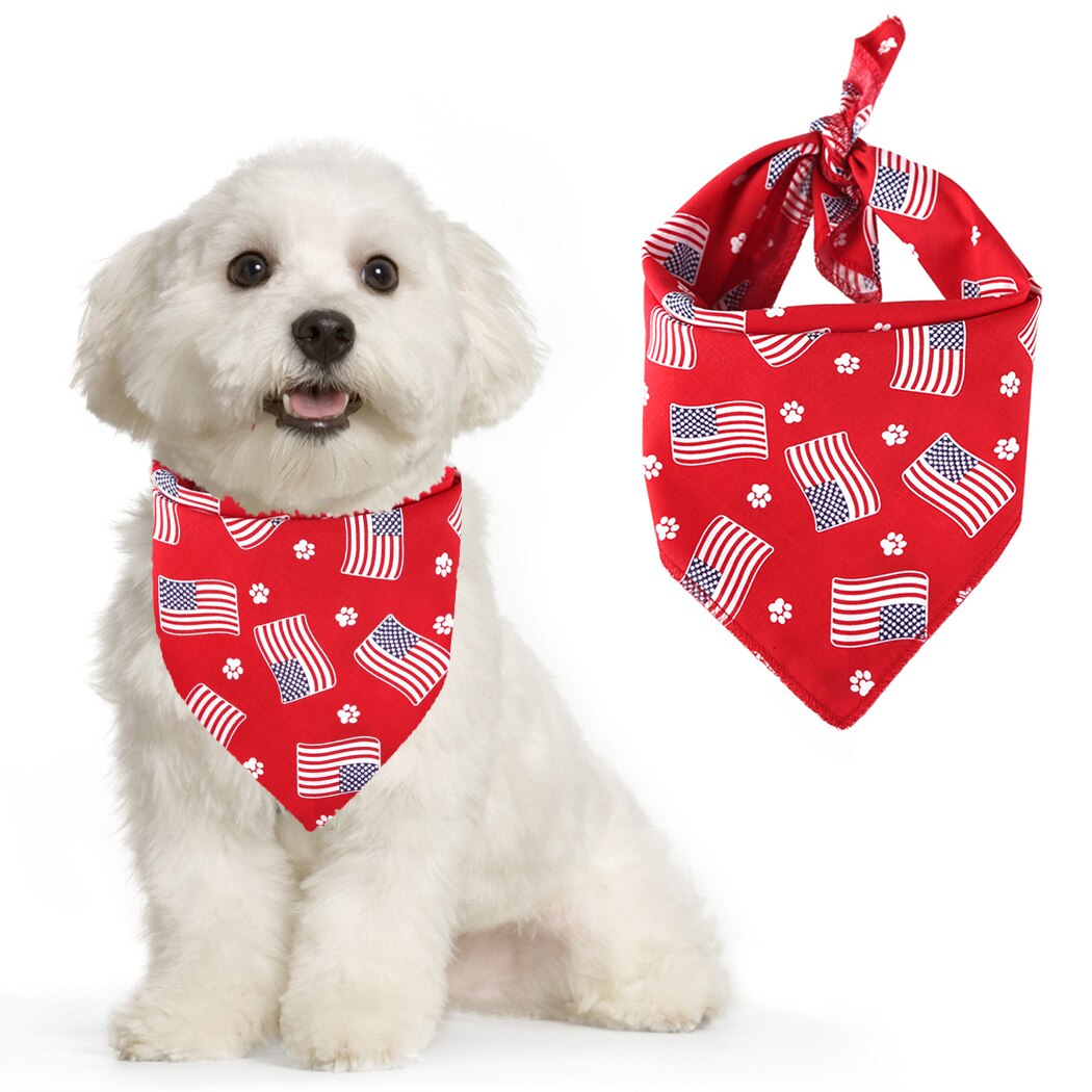 Spring And Summer Pet Triangle Towel Dog Bandana Creative American Flag Dog Bandana Bib Pet Bib Pet Bandana Supplies-ebowsos