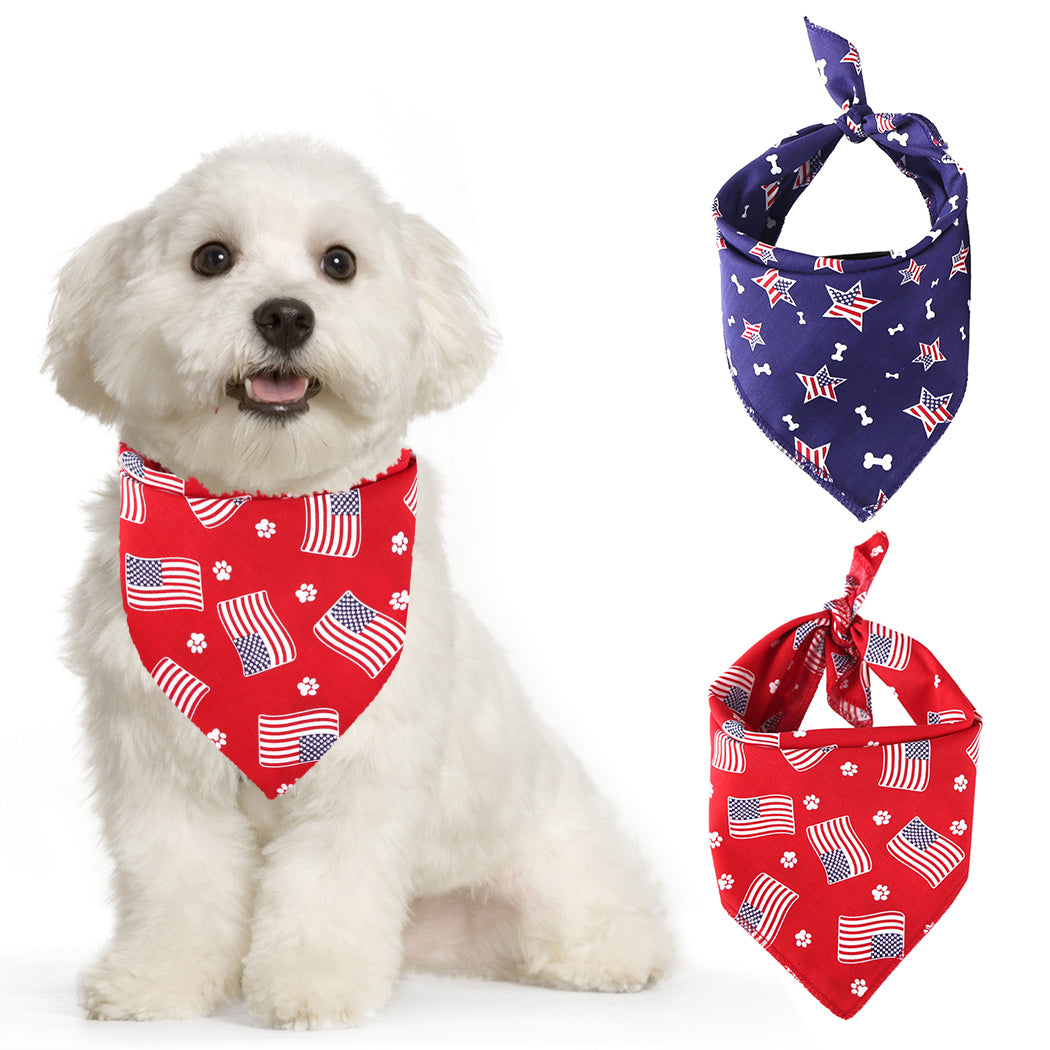 Spring And Summer Pet Triangle Towel Dog Bandana Creative American Flag Dog Bandana Bib Pet Bib Pet Bandana Supplies-ebowsos