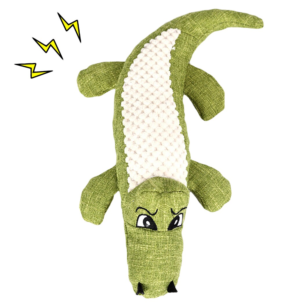 Squeaky Crocodile Doll Dog Teething Toy Rice Velvet Linen Simulation Crocodile Puzzle Molars Pet Toys Pet Interactive Supplies-ebowsos