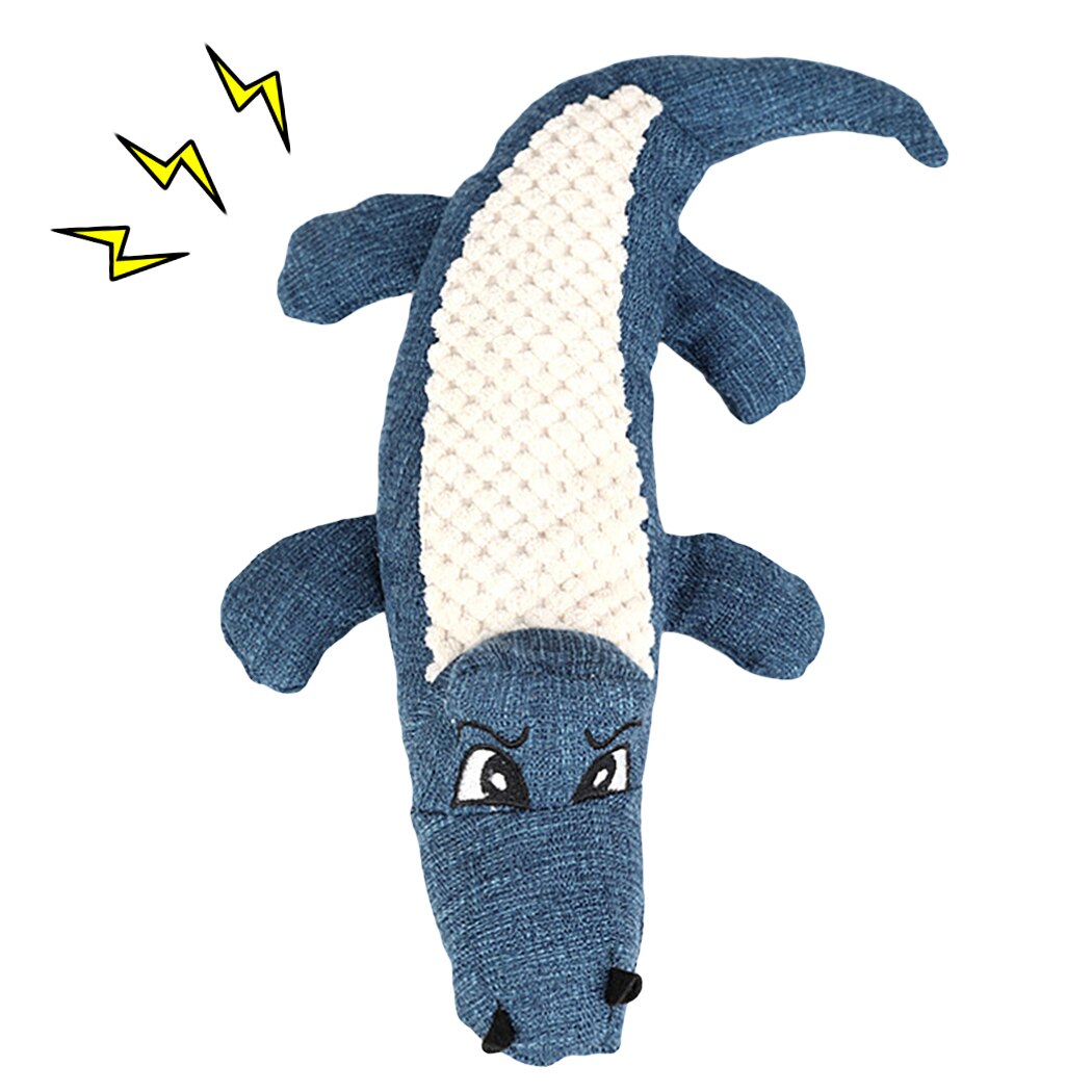 Squeaky Crocodile Doll Dog Teething Toy Rice Velvet Linen Simulation Crocodile Puzzle Molars Pet Toys Pet Interactive Supplies-ebowsos