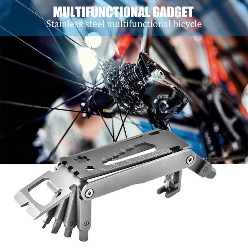 Stainless Steel 17 in 1 Screwdriver Spoke Wrench Multi-functional Bicycle MTB Bike Repair Tool Folded Cycling Accessories-ebowsos