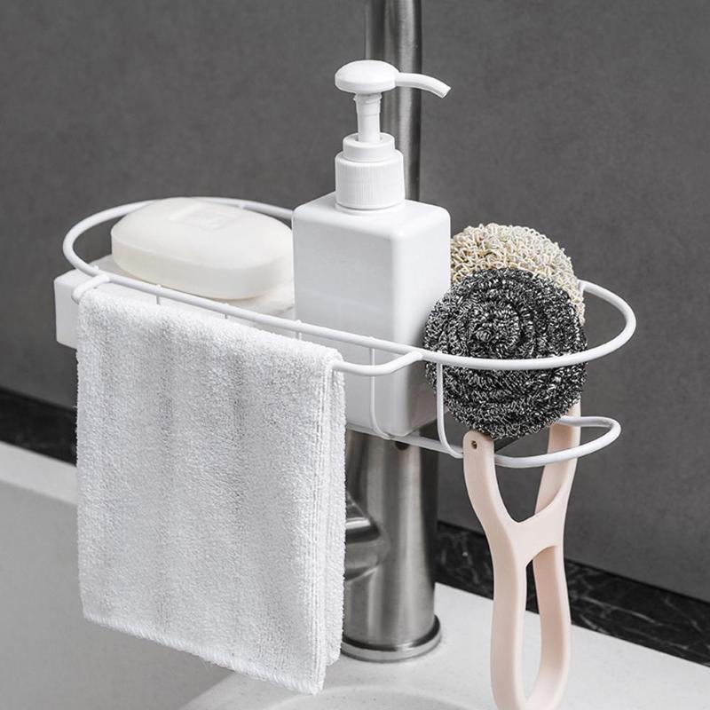 Stainless Steel Faucet Drain Hanging Rack Bathroom Kitchen Sponge Organizer Various Applications for Kitchen Bathroom - ebowsos