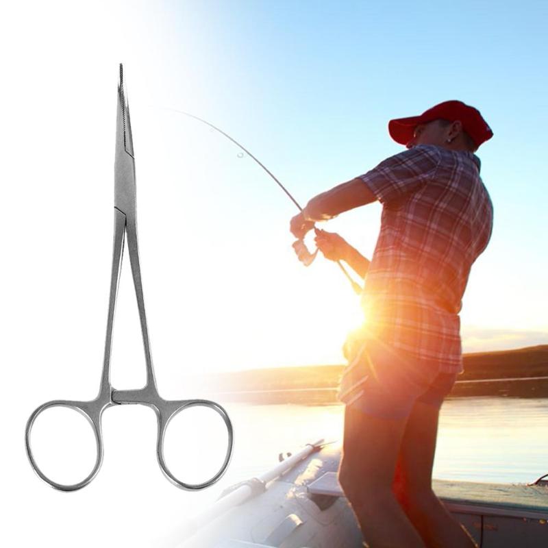 Stainless Steel Fish Hook Bait Pliers Line Cutter Fishing Scissors Remover Curved Tip Clamps Fishing Locking Forceps Accessories-ebowsos