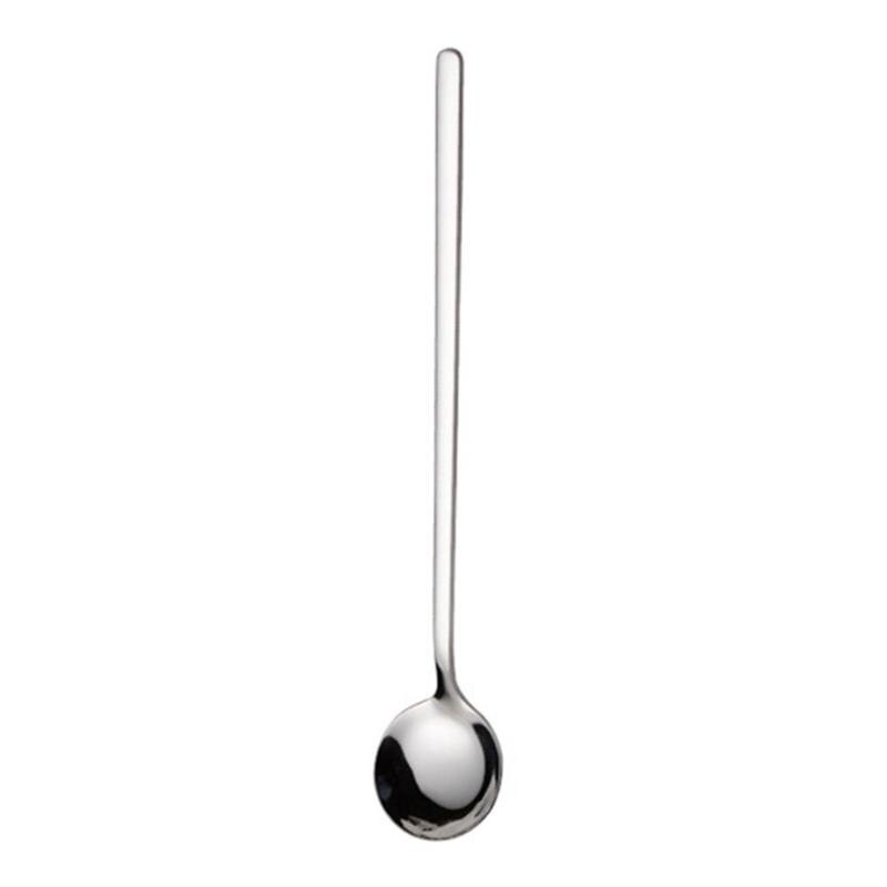 Stainless Steel Long Handle Spoon Delicate Coffee Tea Scoop Lightweight Ice Cream Dessert Teaspoon Kitchen Coffee Accessories - ebowsos