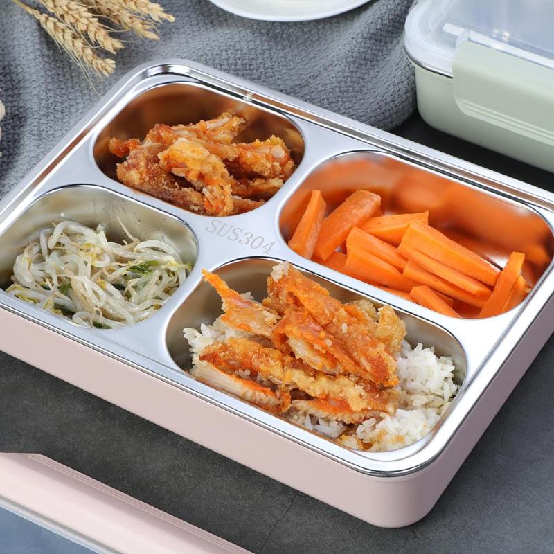 Stainless Steel Lunch Box Large-capacity Microwave Heating Portable Dinne Food Containers For Picnic Office School - ebowsos