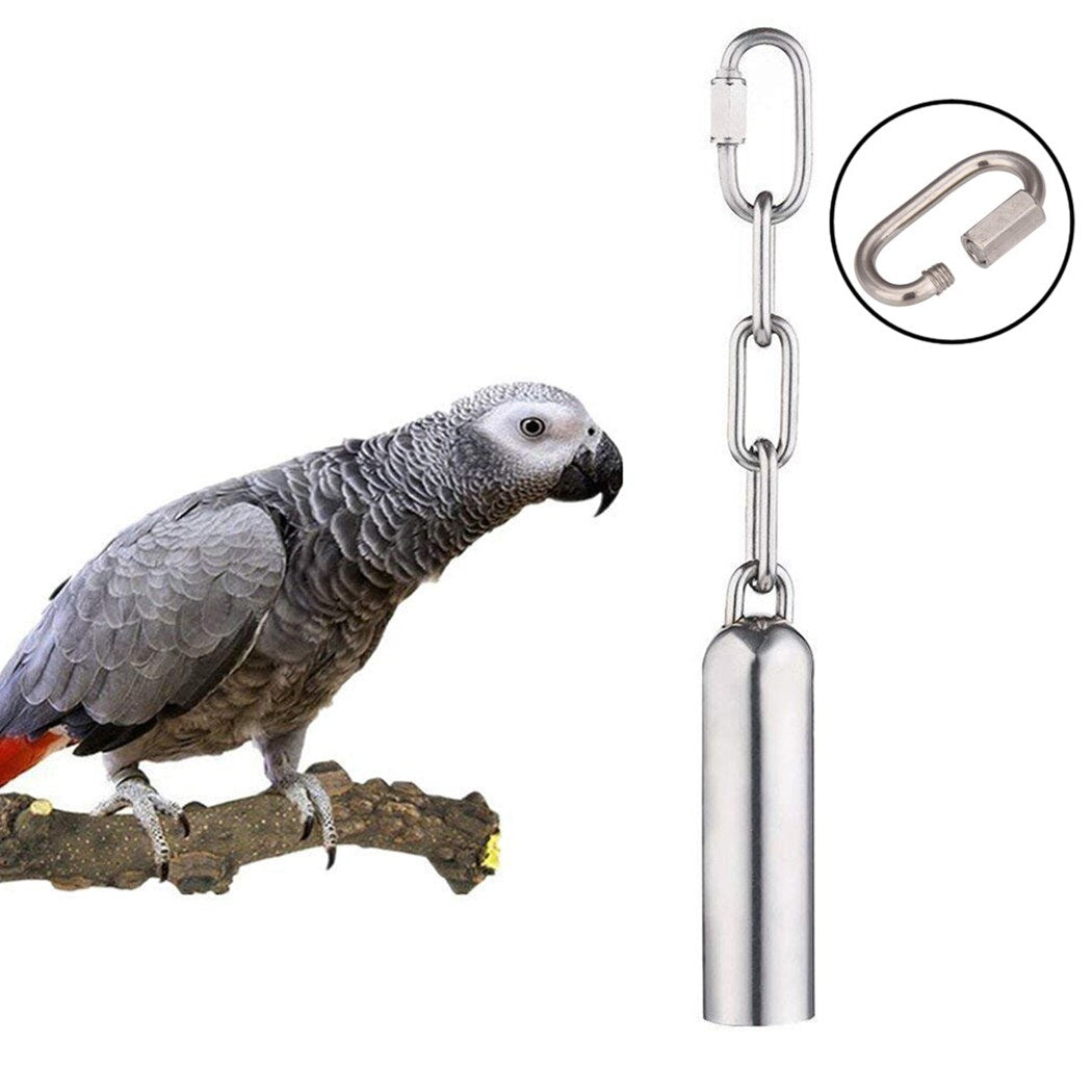 Stainless Steel Pet Bird Bell Toys Parrot Hanging Swing Cockatiel Parakeet Funny Bite Resistant Hanging Bell Toy Cute Bird Cage-ebowsos