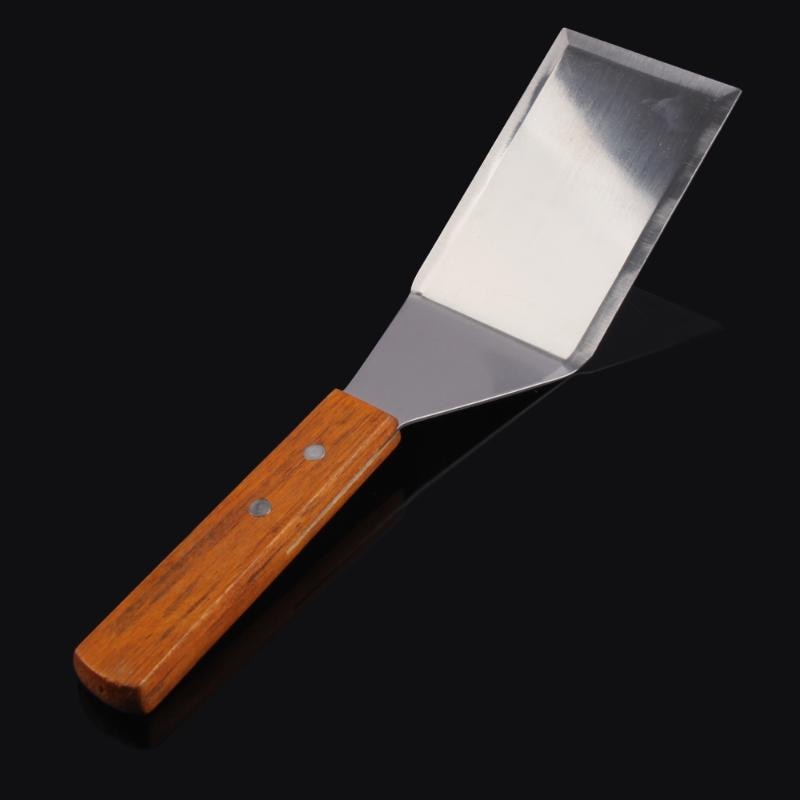 Stainless Steel Spatula Scraper Pancake Turner Scoop with Wooden Handle - ebowsos