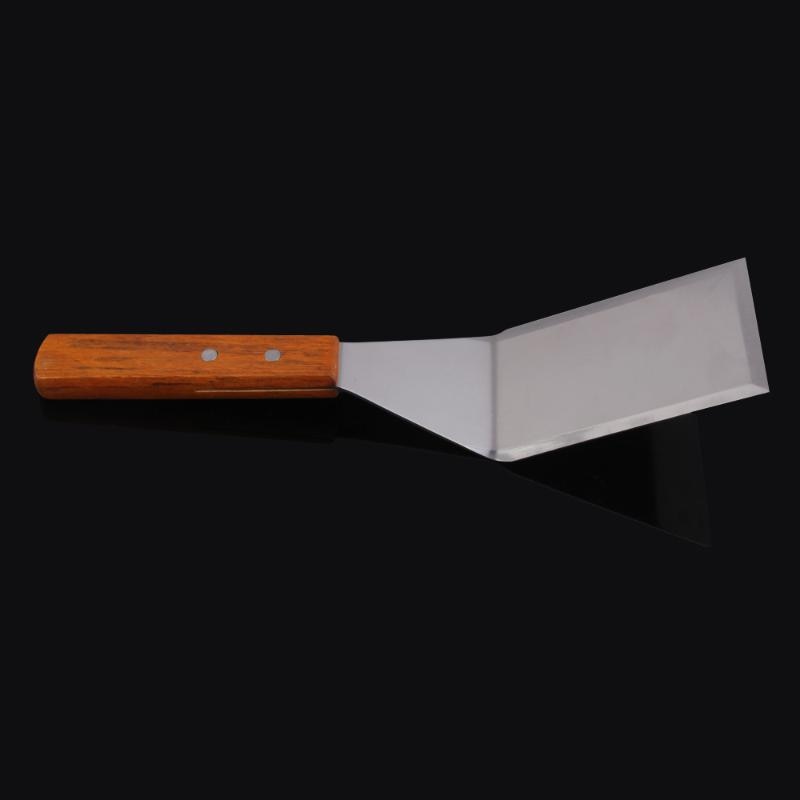 Stainless Steel Spatula Scraper Pancake Turner Scoop with Wooden Handle - ebowsos