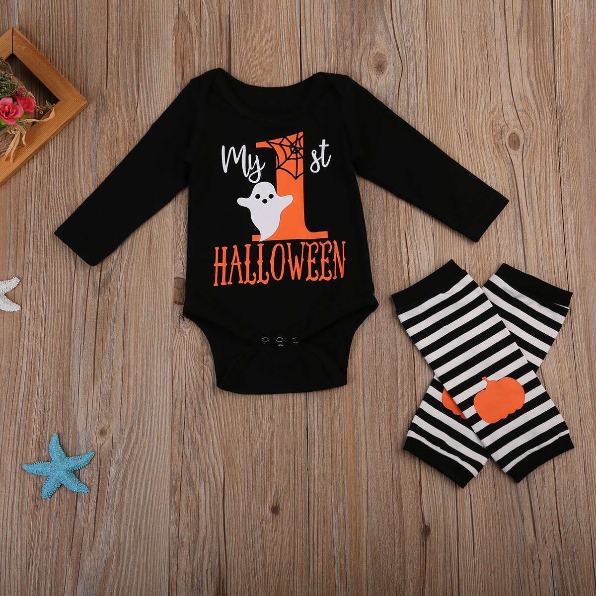 Stock Halloween Newborn Baby Boy Girl Costume Outfits Romper Leg Warmers - ebowsos