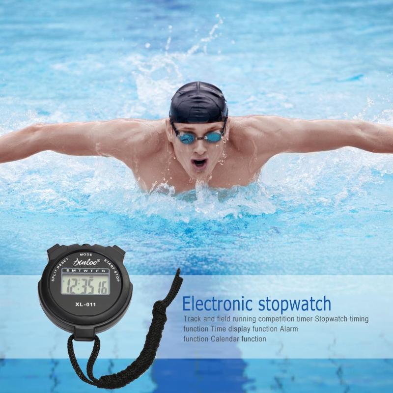 Stopwatch Portable Waterproof Handheld Sports Timer Digital LCD Sports Stopwatch Chronograph Counter Timers with Strap Battery-ebowsos