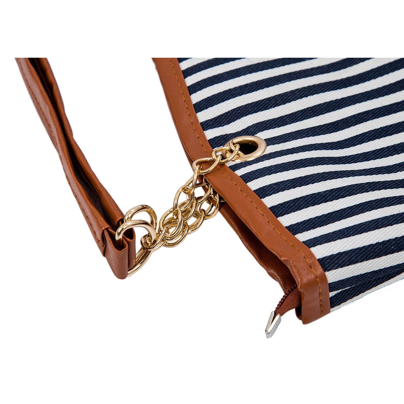 Stripe Design Women Street Snap Candid Tote Single Shoulder Canvas Bag Handbag - ebowsos