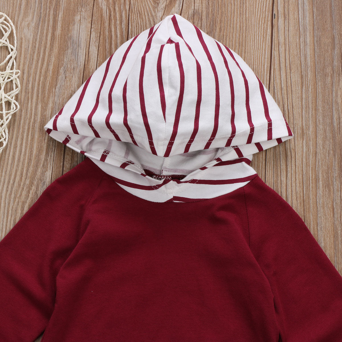 Striped Cotton Long Sleeve Baby Boy Girl Hoodie Hooded Top T-shirt+Pants Outfit Clothes Set - ebowsos