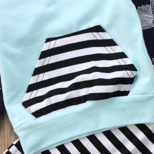 Striped Hoodie Fashion  Baby Girls Boys Clothing Sets Kids Hooded Tops Shirt+Long Pants Outfits Set Tracksuit - ebowsos