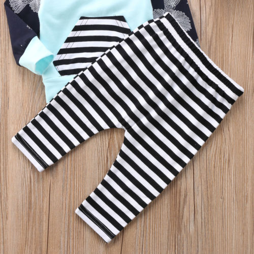 Striped Hoodie Fashion  Baby Girls Boys Clothing Sets Kids Hooded Tops Shirt+Long Pants Outfits Set Tracksuit - ebowsos