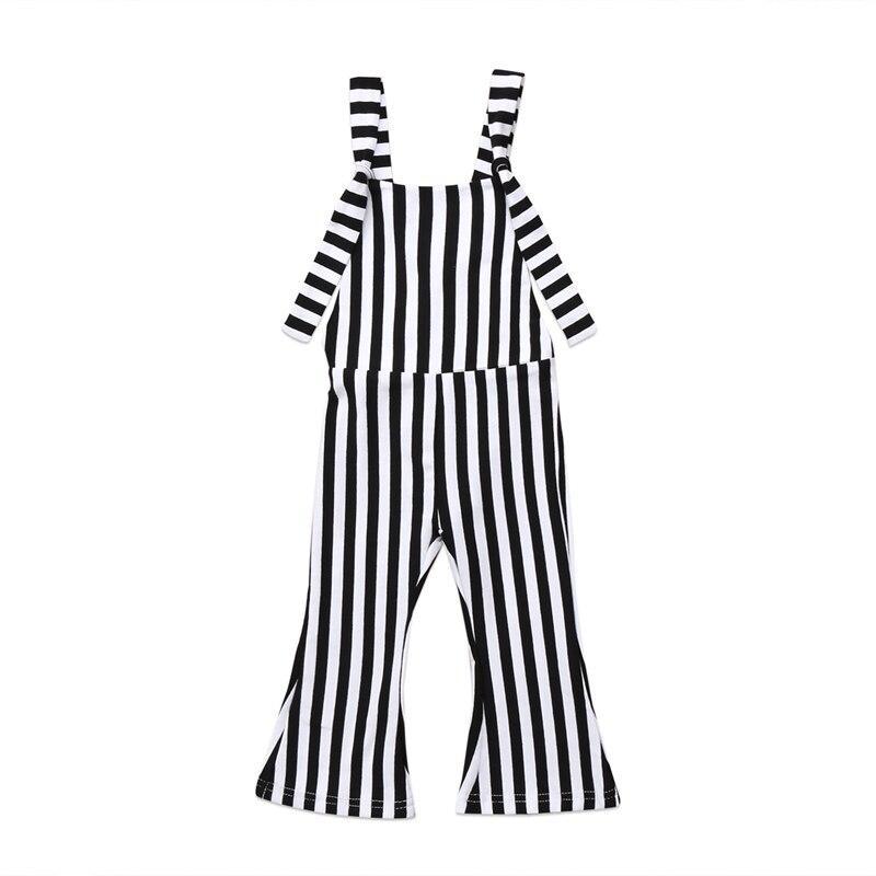 Striped Summer Children Clothing Baby Girls Striped Brace Pants Overalls Romper Bell Bottom Outfits Clothes - ebowsos