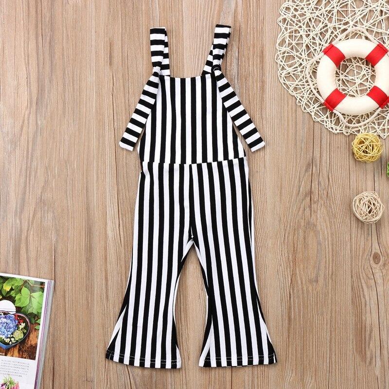 Striped Summer Children Clothing Baby Girls Striped Brace Pants Overalls Romper Bell Bottom Outfits Clothes - ebowsos