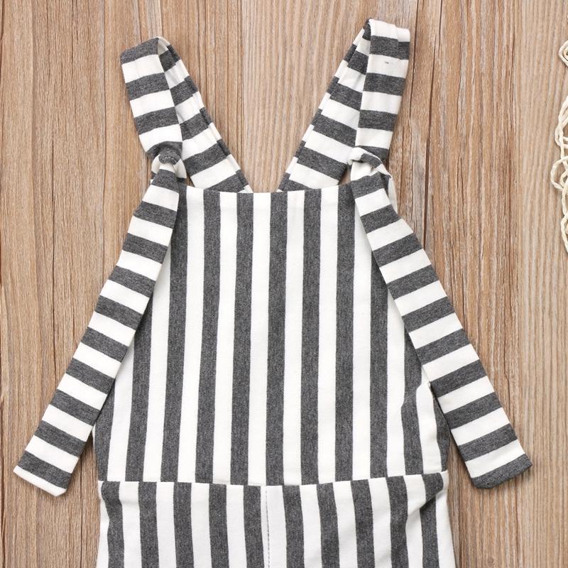 Striped Summer Children Clothing Baby Girls Striped Brace Pants Overalls Romper Bell Bottom Outfits Clothes - ebowsos