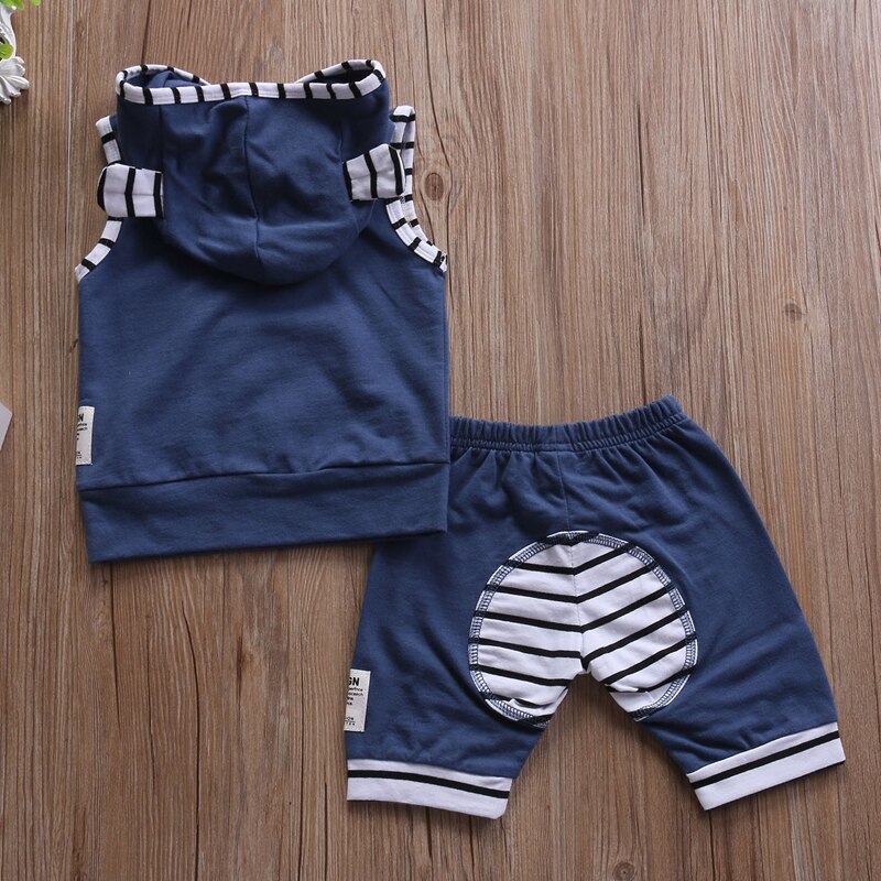 Striped Summer Children Clothing Clothes Sets Toddler Kids Outfits T-shirt Tops+Pants Clothes Set Outfit - ebowsos