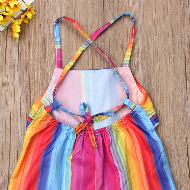 Striped Toddler Kid Baby Girls Romper Harem Pants Jumpsuit Outfit Clothes - ebowsos