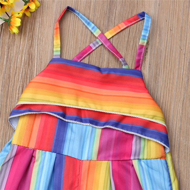 Striped Toddler Kid Baby Girls Romper Harem Pants Jumpsuit Outfit Clothes - ebowsos