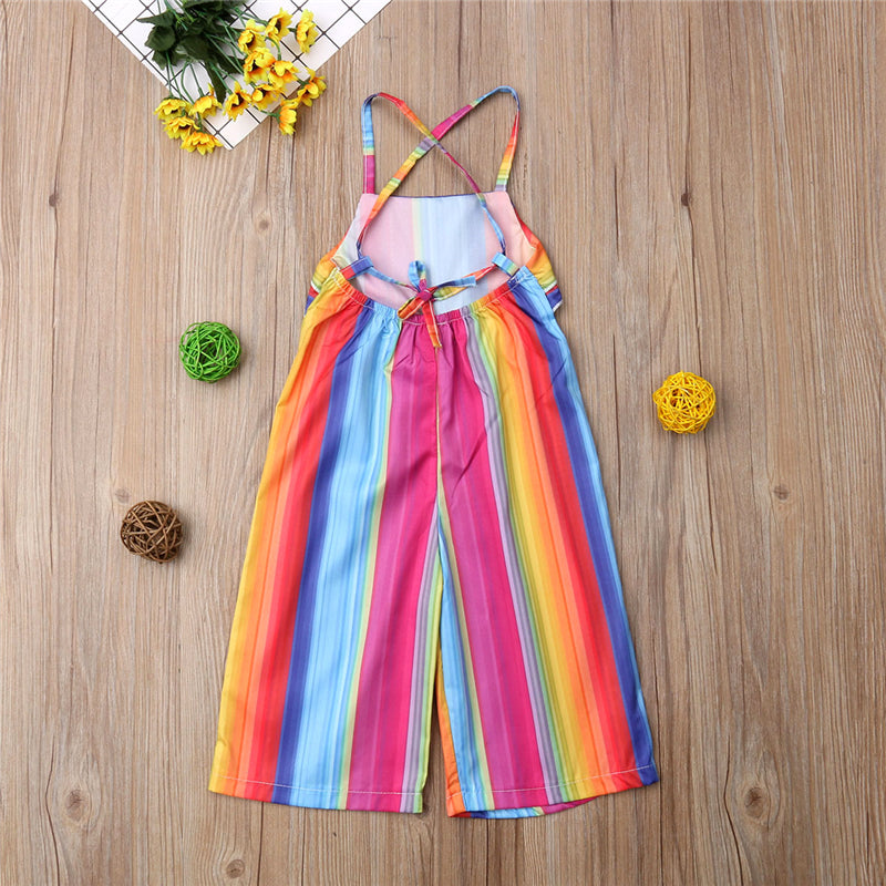 Striped Toddler Kid Baby Girls Romper Harem Pants Jumpsuit Outfit Clothes - ebowsos