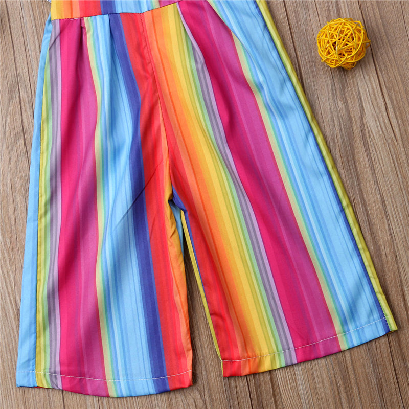 Striped Toddler Kid Baby Girls Romper Harem Pants Jumpsuit Outfit Clothes - ebowsos