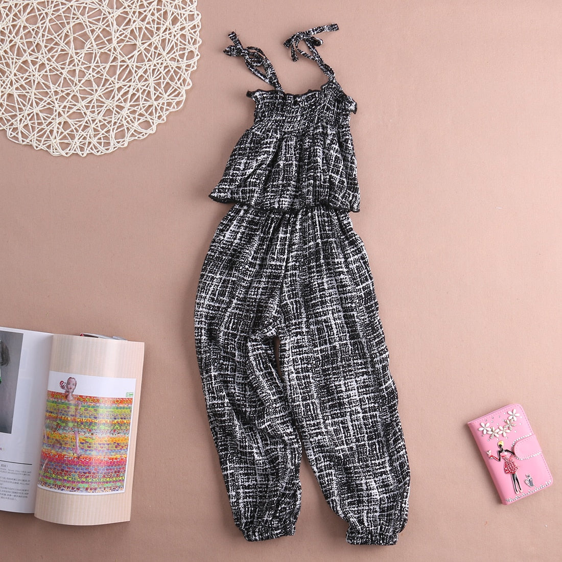 Stylish Kids Baby Girls Backless Overalls Sleeveless Romper Jumpsuit Playsuit Clothes 2-7Y - ebowsos